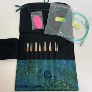 HiyaHiya Bamboo 5" Small Interchangeable Set with Green Peacock Feather Case