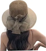 [Blogiiup] Women Kentucky Organza Hat, Wide Brim Summer Sun Cap Bridal Wedding Church Tea Party Sun Hat for Women