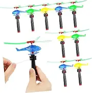Kisangel 9pcs Helicopter Pull String Flying for Easy to Use Handheld Launchers for Parties and Fun Activities