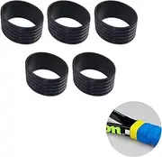 YSSZAM 5Pcs Black Tennis Racket Handle Rubber Ring Stretchy Tennis Racquet Band Overgrips, Tennis Racket Grips