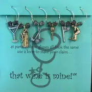 “That Wine is Mine! “fore” Wine Glass Charms Set 6 NIB