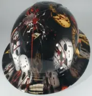 New Full Brim Hard Hat Custom Hydro Dipped JASON BLOODY MASSACRE. Free Shipping