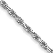 20 Inch 10K White Gold 1.3mm D/C Machine Made Rope Chain