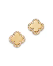 Bloomingdale's Fine Collection Diamond Clover Stud Earrings in 14K Yellow Gold, 0.15 tcw