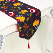 Christmas Party Table Runner with Tassel - Holly Wreath