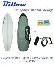 NEW Billow 6'2" Epoxy Fish Surfboard, Matte Finish. Package with 5xFCS fins
