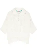 Free People To The Point Pointelle-knit Polo top - White - L (UK16-UK18 / L) L (UK16-UK18 / L)