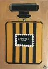 Chanel Perfume – 12x8 Original Naive Folk Art Painting, Glamorous Fashion Decor