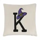 Letter K Witches Wizard Hat Cushion Cover Pillow Funny Witch Halloween Alphabet