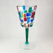 Green Stem Venetian Glass Frank Lloyd Wright Wine Glass Handmade Italy Murano