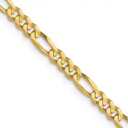 24 Inch 10K 3mm Concave Figaro Chain
