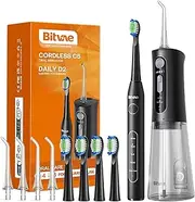 Water Flosser and Electric Toothbrush Combo - Cordless Water Flosser for Teeth - 5 Modes Sonic Electric Toothbrush, 3 Modes Portable Water Floss…