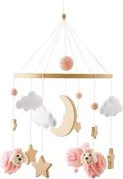 025 Bohemian Themed Baby Pendant, Nursery Bassinet Pendant, Musical Portable Bohemian Crib Mobile, 43x22.5cm, Easy to Use, Portable for 0-3 Boys and Girls Nursery Stroller Decoration