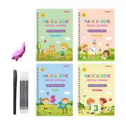 Grooved Handwriting Practice For Kids Character Posters*4 Children Exercise Book