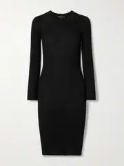 [James Perse] James Perse - Ribbed Linen-blend Midi Dress - Black - 1 1 Black