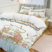 v44 Cinnamoroll 3-Piece Twin Bed Set - Includes 1 Single Comforter And 2 Pillowcases Bedding - Fade Resistant Microfiber - Cinnamoroll io44