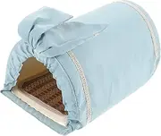 Cartoon Style Vaulted Hamster Nest Tunnel House Bed Warm Comfortable Safe Cloth Material Blue