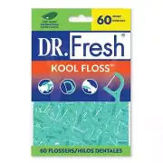 Dr. Fresh Brand Kool Floss Mint Waxed Dental Flossers Picks, 60 Count in a Easy