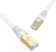 Larrok Ethernet Cable,3m Cat 7 RJ45 Cable White,Flat LAN Network Cable 600 MHz Patch Cord 10Gbps for Xbox, PS4, PS3, Nintendo Switch, Router, Modem, Patch Panel, Consoles,PC etc.