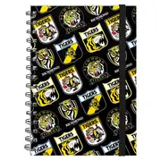 Richmond Tigers AFL Hard Cover Through the Years Logo Spiral Bound A5 Notebook