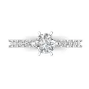 14K White Gold Promise Ring w/ Accents, 1.05 ctw Round Cut Simulated Diamond