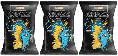 3 CHAZZ ENERGY DRINK Flavor Hand Cooked Potato Chips Snacks 90g 3.1oz