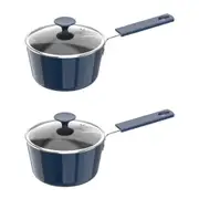 2x Davis & Waddell Mini Non-Stick Saucepan w/ Glass Lid Cookware 12x3cm Assorted