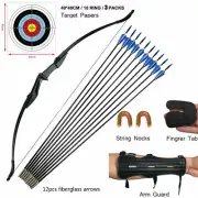 57in Recurve Bow Set Archery Takedown Target&Hunting &12x Arrows Right/Left Hand