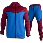 Men's Tracksuit Outfit Set Hoodies Set Hoodie Outdoor Daily Sports Zip Up Pocket Drawstring Color Block White Blue Orange Polyester Activewear Fashion Streetwe