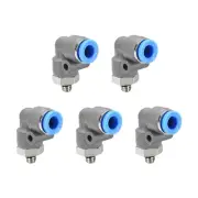 Elbow Push to Connect Air Fittings 6mm Tube OD X M5 Male Thread Grey 5Pcs