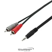 SWAMP Stereo 1/8" Mini-Jack to Dual RCA Cable - 3.5mm AUX Splitter to 2x RCA(m)