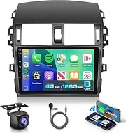 8 CORE 6G+128G Car Radio Stereo for Toyota Corolla 2009-2013, 9 Inch 1280 * 720P IPS Touch Screen 32-Band DSP Wireless CarPlay/Android Auto Android 13 GPS WiFi SWC HD Backup Camera