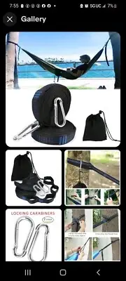 2x 10FT Tree Swing Hanging Kit Hammock Straps 2000+ LBS w/ Carabiner Heavy Duty