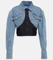 [Mugler] Mugler Denim-paneled cropped jacket AU 12 blue