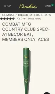 Combat MFG Spec A1 Country Club BBCOR 34" 31 Oz Members Only BRAND NEW