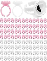 200 Pieces Lovely Heart Shape Glue Rings, Glue Rings for Eyelash Extensions Lash Rings for Glue, Eyelash Glue Holder, Lash Extension Supplies, Easy Round Glue Cups for Volume Lashes (PKWH)