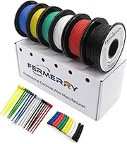 (6 colours each 3m, 16AWG) - Fermerry Silicone Stranded Wire Automotive Wire 16 Gauge Jumper Wire Electronic Tinned Copper Hook up Wire 6 Colours 3m Each 16AWG Electric Wire