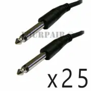 25 PACK - 25Ft 1/4" Mono Male to Male Audio Patch Cable Guitar AMP Speaker PA