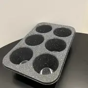 MONFISH Jumbo Muffin Pan 6 Cup Carbon Steel Gray Stone Non Stick Coating Muffin