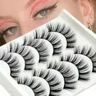 5Pairs Mink False Eyelashes Long Fake Eye Lashes Wispy Fluffy Eyelash Extension@