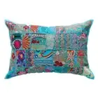 Handmade Boho Patchwork Cushion Vintage Turquoise Throw Pillow Cover 40x60 cm