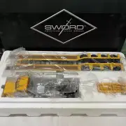 Kenworth T800W Rogers 4-Axle Flip Lowboy - YellowSword 1:50 Scale #SW3102-YY