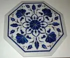 12" white Marble side table Semi Precious stones Lapis Floral Inlaid work decor