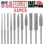 For Dremel Rotary Tools 11Pcs 1/8" Diamond Burr Bit Set Cutting Carving Grinding