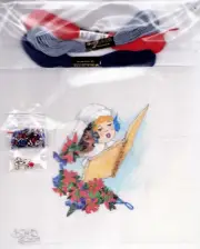 Needlepoint Canvas 1930's Christmas Choir Girls & Threads Charms Beads 18 mesh