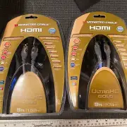 2) Monster Cable Ultra HD Gold High Speed HDMI 1)9ft & 1)5ft 4K UHD Ethernet
