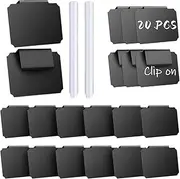 MAIHUO 20 Pcs Basket Labels, Blackboard Label Clip,Erasable PVC Storage Organizers,Removable Hard Plastic Labels with 2 Pcs White Chalk Marker