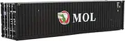 Walthers Scenemaster HO Scale Model of Mitsui OSK Lines (Black, White, red; Alligator Logo) 40' Hi Cube Corrugated Side Container