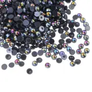 3000pcs ABS Half Pearl Beads 4mm Flat Back Imitation Pearl Colorful Black