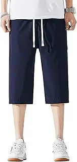 [TOSKIP] Men's Capri Shorts Quick Dry below Knee 3/4 Capri Pants with Zipper Pockets for Workout Running Training